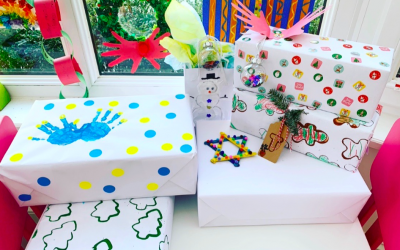 Kid-Created Holiday Gift Wrap from Smocks Paper Scissors!